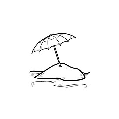 Image showing Beach umbrella hand drawn outline doodle icon.