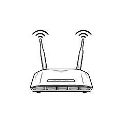 Image showing Wifi router hand drawn outline doodle icon.