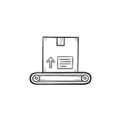 Image showing Conveyor belt with box hand drawn outline doodle icon.