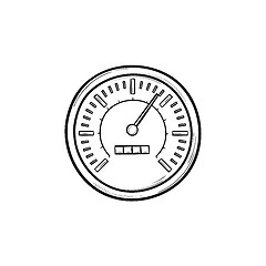 Image showing Speedometer hand drawn outline doodle icon.