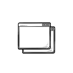 Image showing Two browser windows hand drawn outline doodle icon.