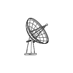 Image showing Satellite antenna hand drawn outline doodle icon.