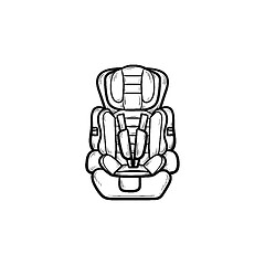 Image showing Baby car seat hand drawn outline doodle icon.