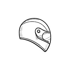Image showing Motorcycle helmet hand drawn outline doodle icon.
