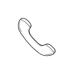 Image showing Handset of old telephone hand drawn outline doodle icon.