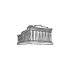 Image showing Acropolis in Athens hand drawn outline doodle icon.