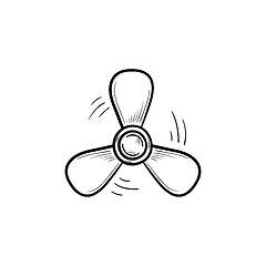 Image showing Boat propeller hand drawn outline doodle icon.