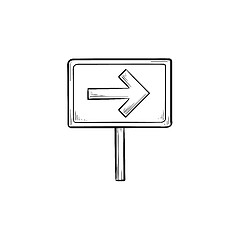 Image showing Road sign with arrow hand drawn outline doodle icon.