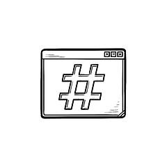 Image showing Browser window with hashtag hand drawn outline doodle icon.