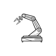 Image showing Robotic arm hand drawn outline doodle icon.