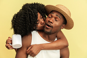 Image showing Happy african family at studio