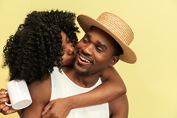 Image showing Happy african family at studio