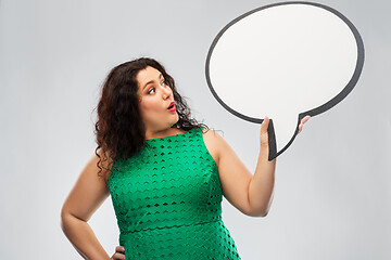 Image showing surprised woman looking at speech bubble