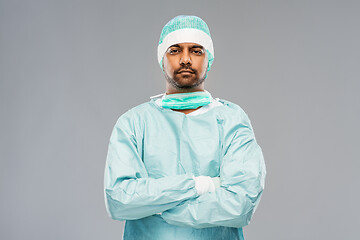 Image showing indian male doctor or surgeon in protective wear