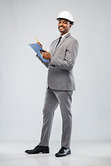 Image showing indian male architect in helmet with clipboard