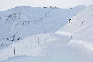 Image showing Skiing slopes from the top