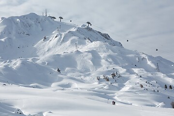 Image showing Skiing slopes from the top