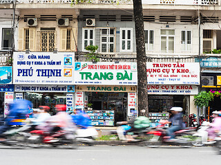 Image showing Blurred motorbikes in Ho Chi Minh City