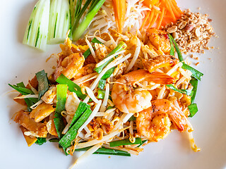 Image showing Thai food, Pad Thai with shrimps