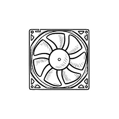 Image showing Computer fan hand drawn outline doodle icon.