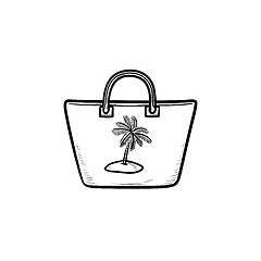 Image showing Beach bag hand drawn outline doodle icon.