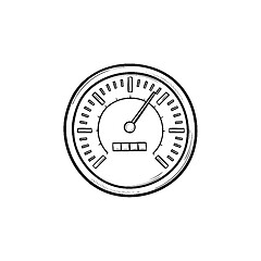 Image showing Speedometer hand drawn outline doodle icon.