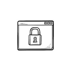 Image showing Browser window with padlock hand drawn outline doodle icon.