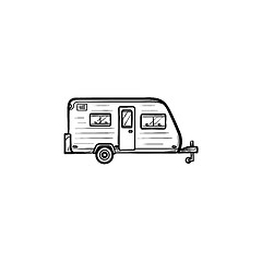 Image showing Camper hand drawn outline doodle icon.