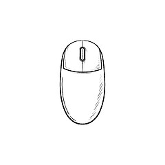 Image showing Computer mouse hand drawn outline doodle icon.