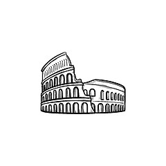 Image showing Rome coliseum hand drawn outline doodle icon.