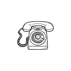 Image showing Vintage telephone hand drawn outline doodle icon.