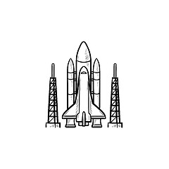 Image showing Space shuttle hand drawn outline doodle icon.