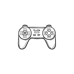 Image showing Game joystick hand drawn outline doodle icon.