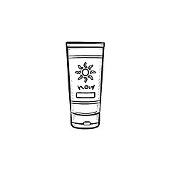 Image showing Sunscreen hand drawn outline doodle icon.