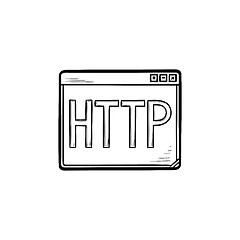 Image showing Browser window with http text hand drawn outline doodle icon.