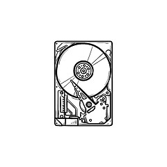 Image showing Hard drive hand drawn outline doodle icon.