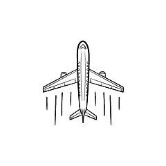 Image showing Airplane hand drawn outline doodle icon.