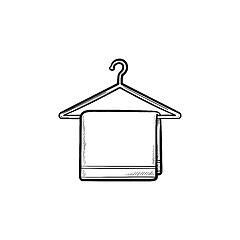 Image showing Hanger with towel hand drawn outline doodle icon.