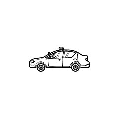 Image showing Police car with siren side view hand drawn outline doodle icon.