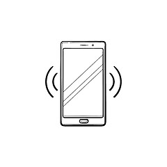 Image showing Smartphone vibrating hand drawn outline doodle icon.