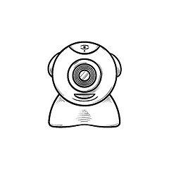 Image showing Web camera hand drawn outline doodle icon.