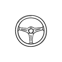 Image showing Steering wheel hand drawn outline doodle icon.