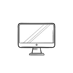 Image showing Computer display hand drawn outline doodle icon.