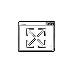 Image showing Browser window expansion hand drawn outline doodle icon.