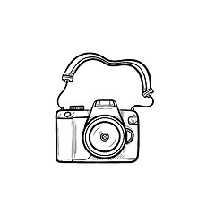 Image showing Photo camera hand drawn outline doodle icon.