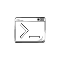 Image showing Browser window with command line hand drawn outline doodle icon.