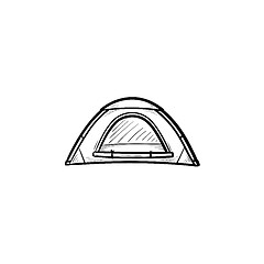 Image showing Camping tent hand drawn outline doodle icon.