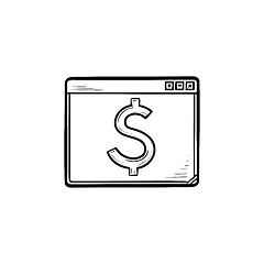 Image showing Browser window with dollar sign hand drawn outline doodle icon.