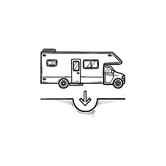 Image showing Camper hand drawn outline doodle icon.