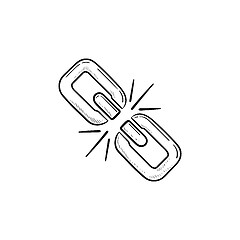 Image showing Broken chain link hand drawn outline doodle icon.